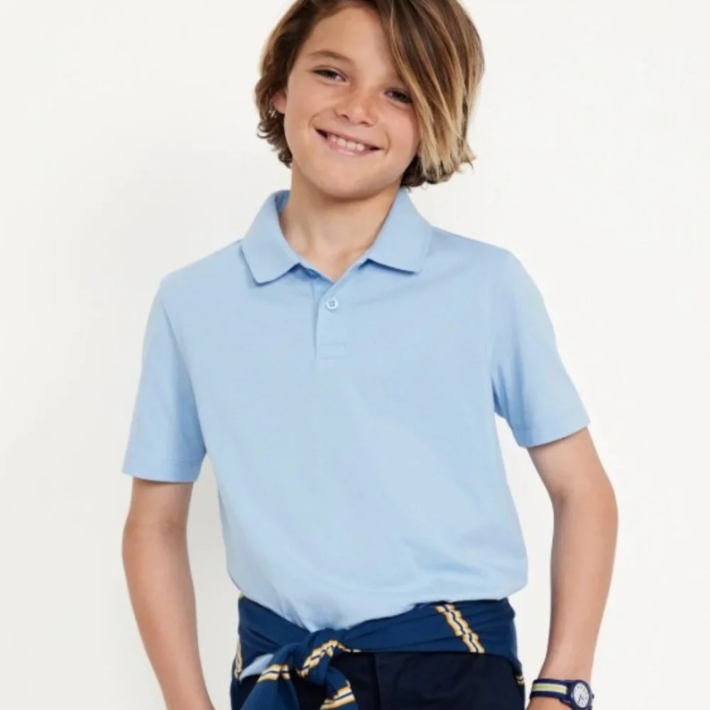 ⭐️ EUC Old Navy Light Blue School Uniform Jersey Polo Shirt for Boys, S (6-7)
